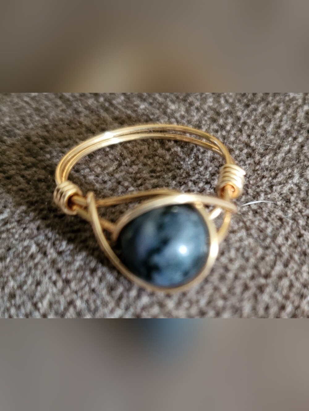 ✨ Snowflake Obsidian Copper Wrapped Ring ✨